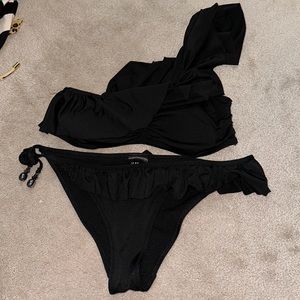 Black one shoulder bikin w/ruffle, size 8 from H&M